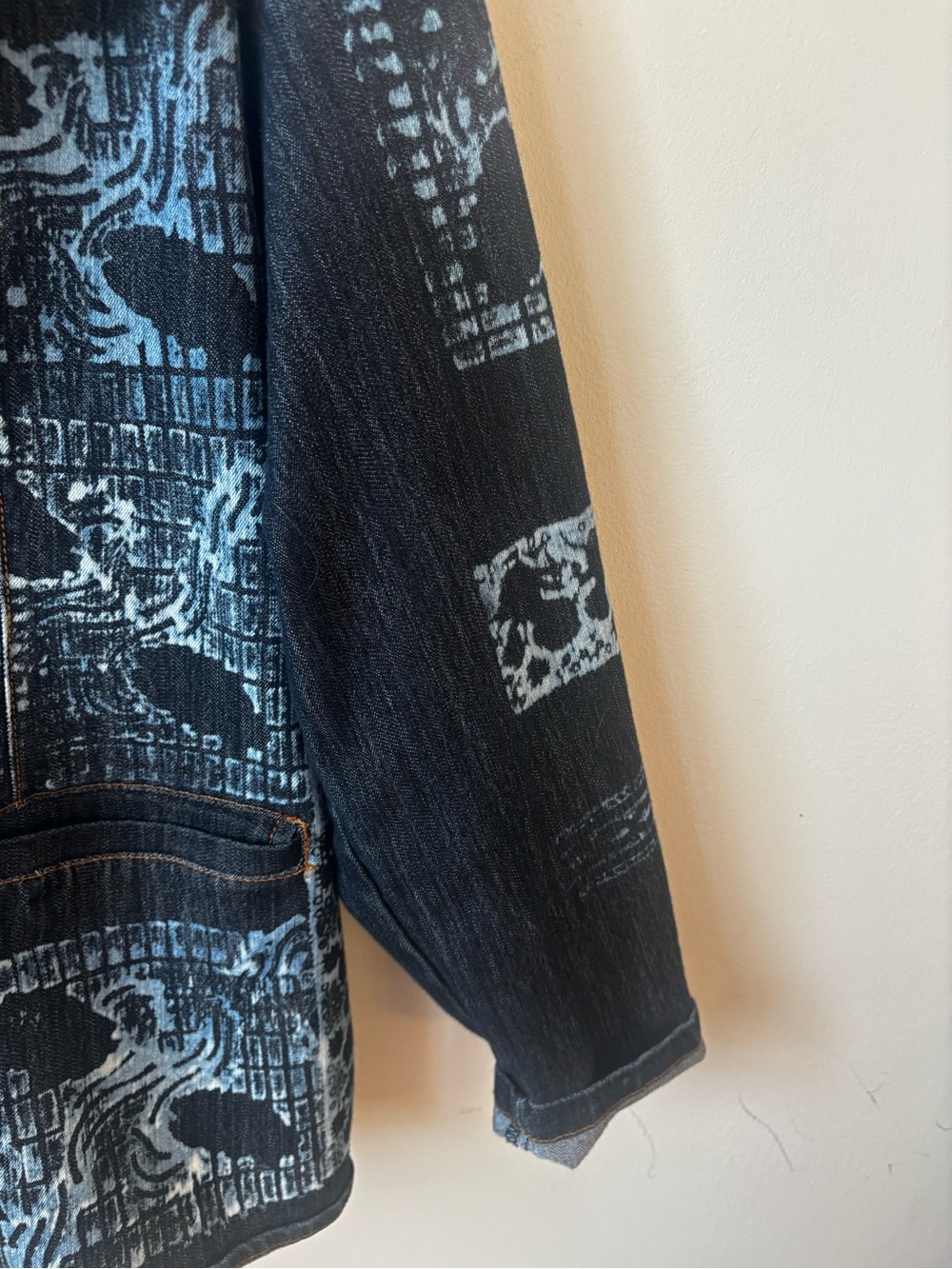 blue Patterned Denim Jacket - Picture 5 of 13